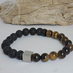 Bracelet Œil de tigre / Pierre de lave