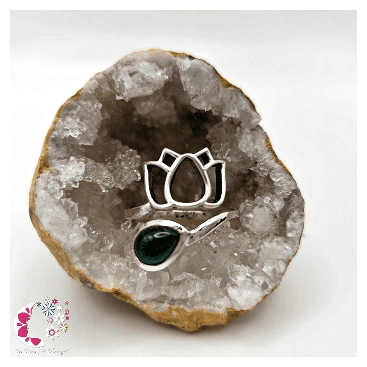 Bague réglable Malachite AA - Argent 925